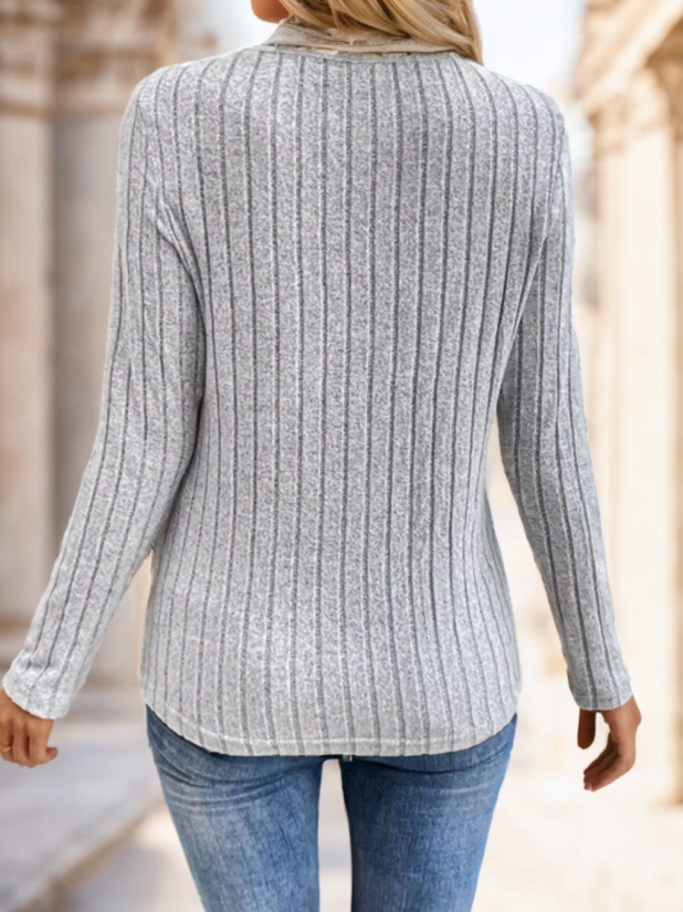 Neck Ribbed Velvet Women Tops