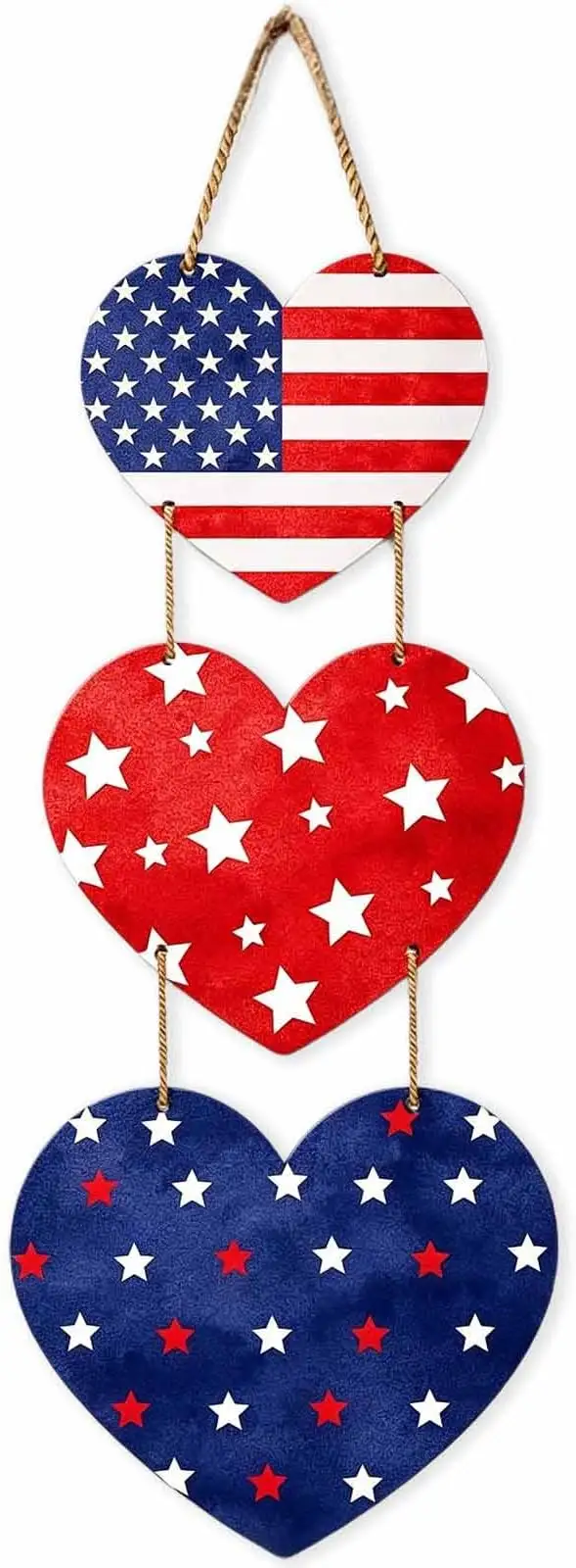 Patriotic Wooden Heart Wreath American Flag Door