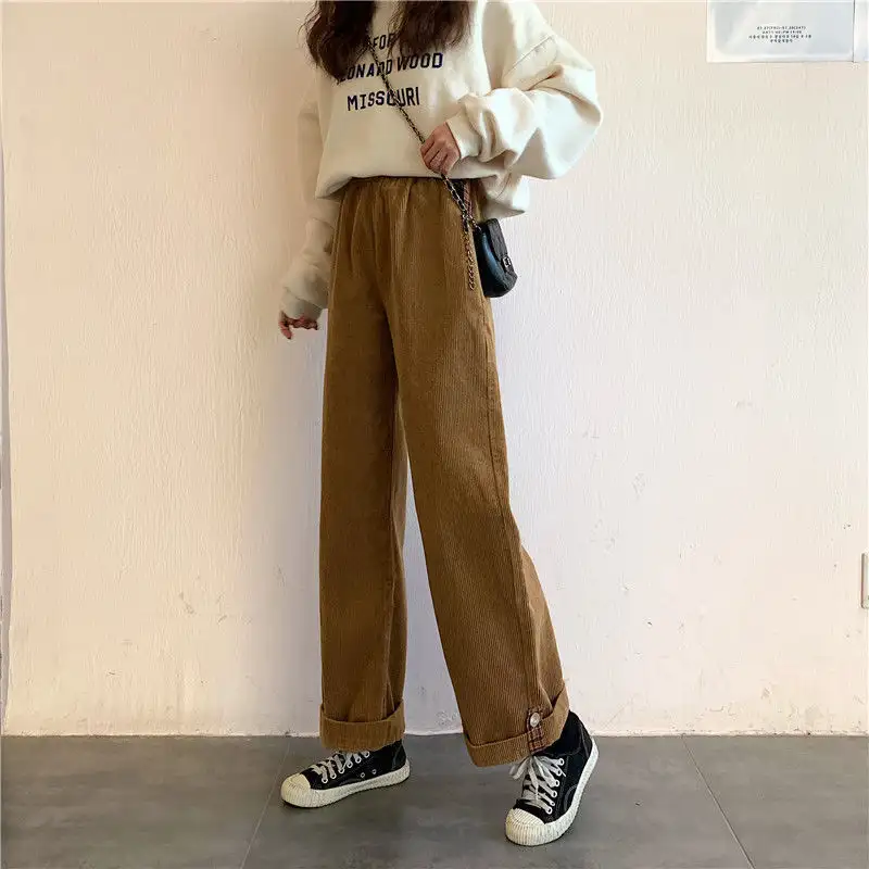 Corduroy Loose Casual Plus Fleece Wide Leg Pants