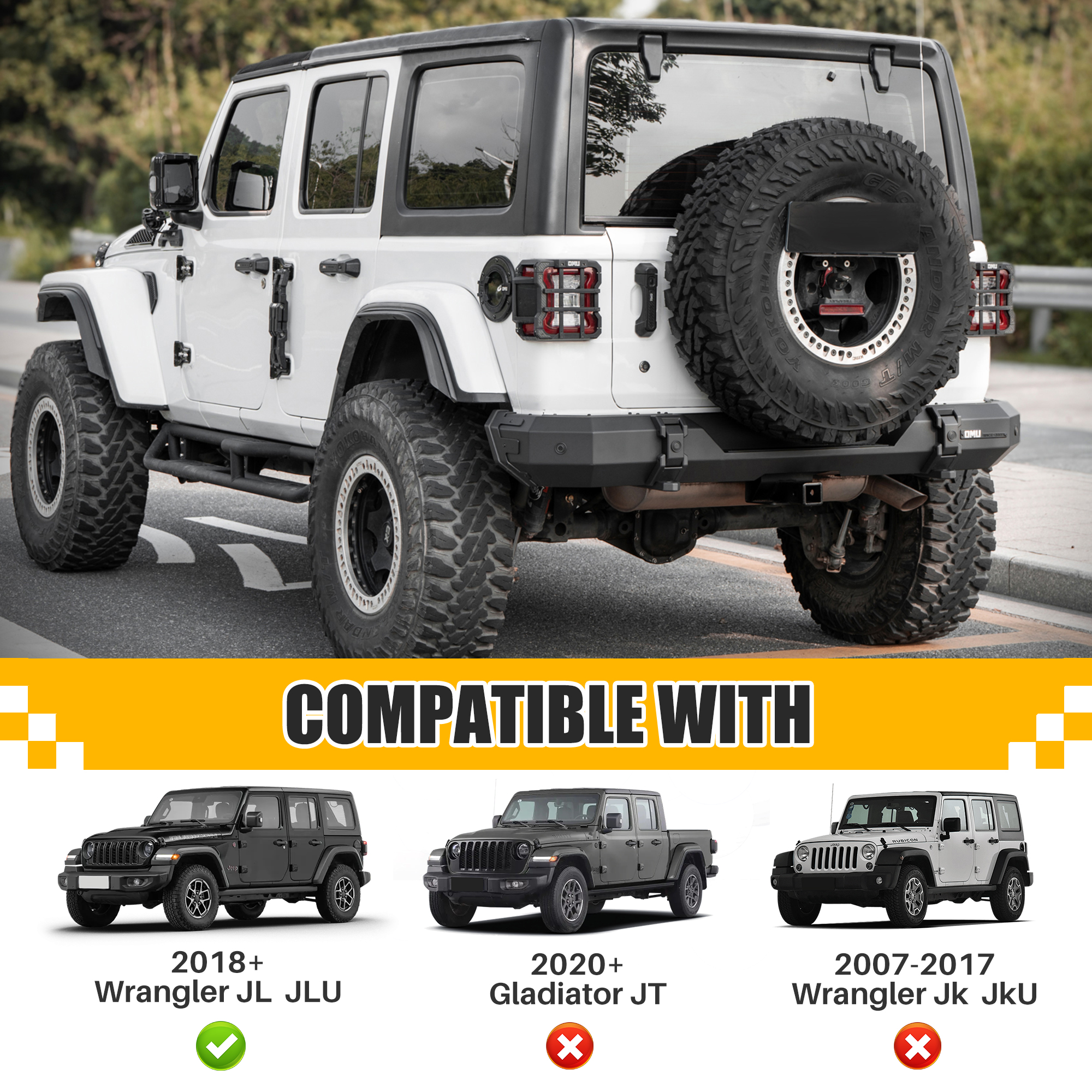 Steel And Aluminum Rear Bumper For Jeep Wrangler JL 2018