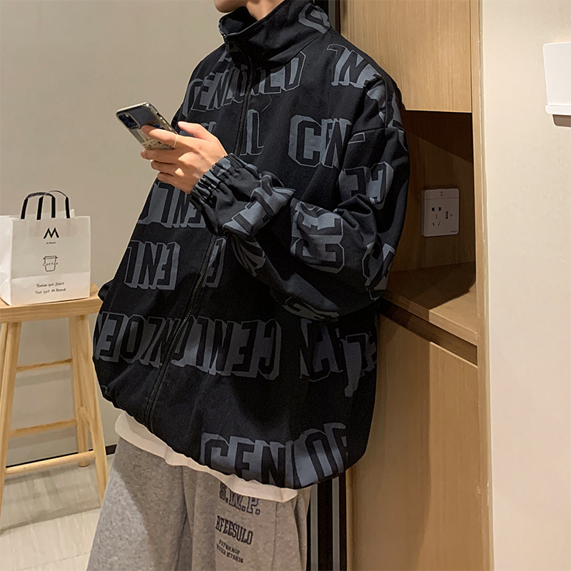 Men's Trendy Hip Hop Jacket With Full Printed Letters