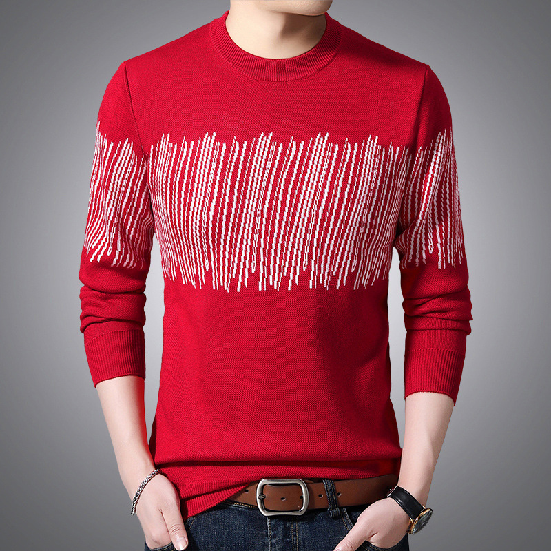 Title 4, Striped contrast base long-sleeved pullover swe...