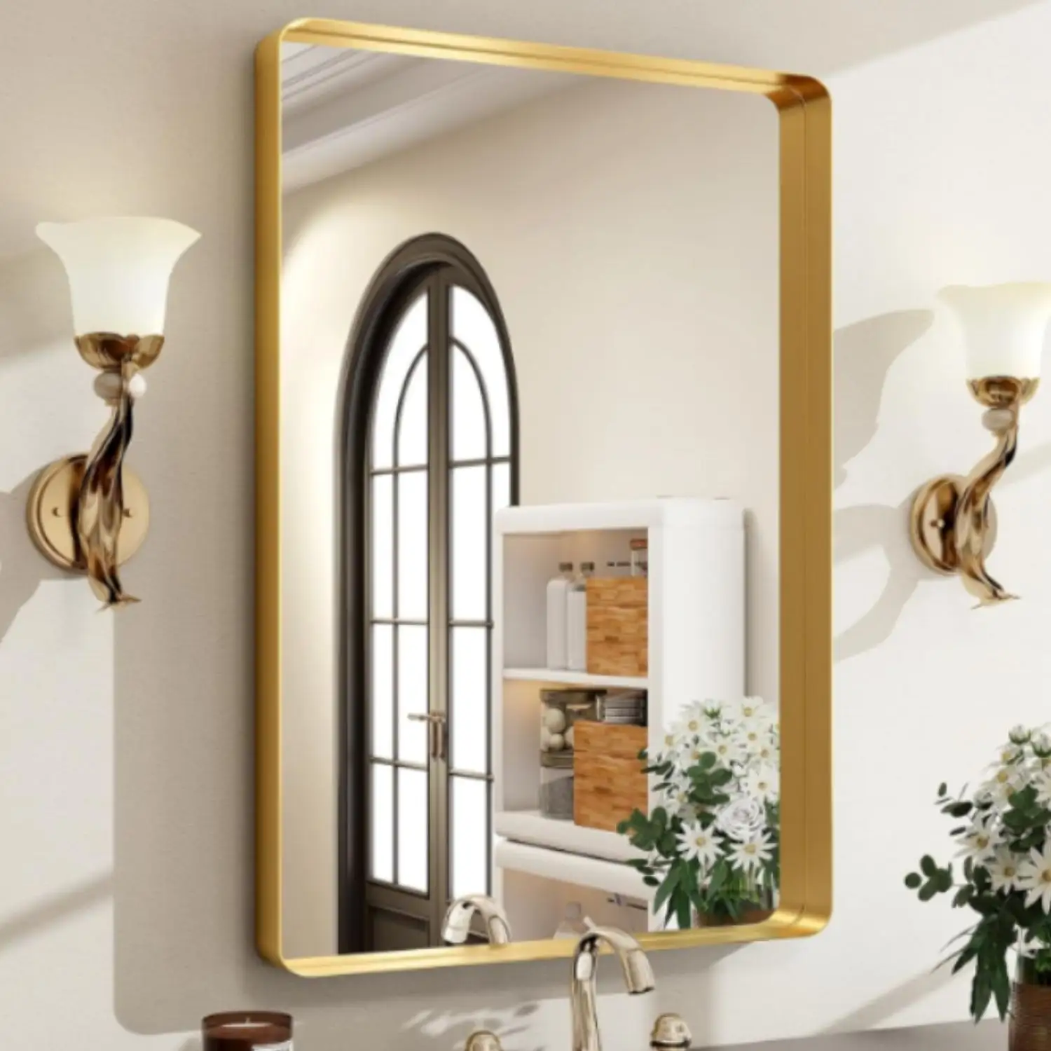 Wall Mirror With Rectangular Metal Frame
