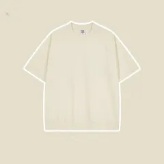 Bullhorn Sleeves Heavyweight White T Loose Short-sleeved European And American Retro High Street Tide T-shirt - Apricot - View 1