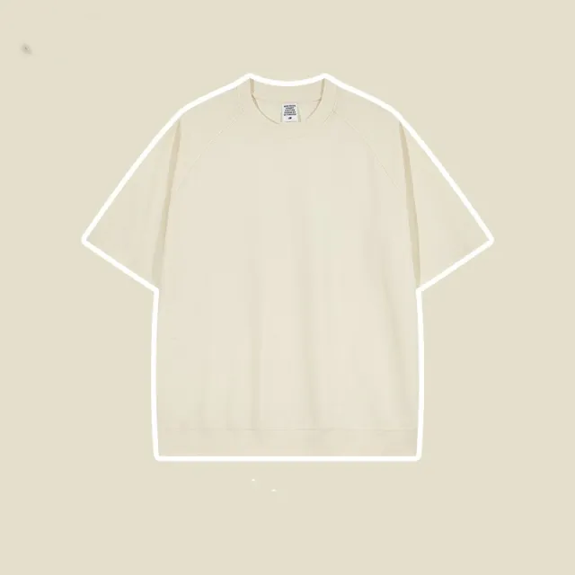 Bullhorn Sleeves Heavyweight White T Loose Short sleeved European And American Retro High Street Tide T shirt Apricot - Shop at LoveMi
