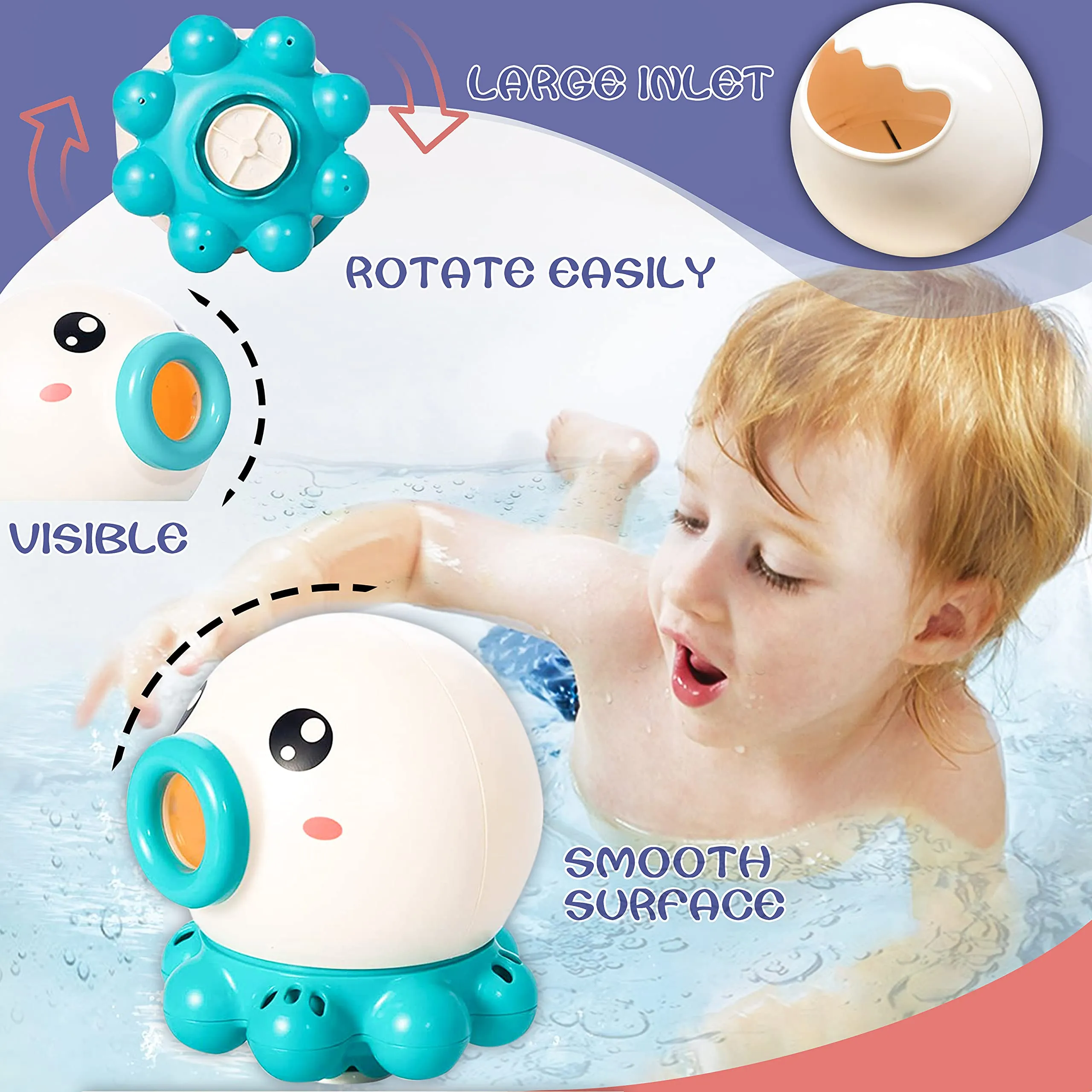 Octopus Fountain Bath Toy Water Jet Rotating Shower Bathroom Toy Summer Water Toys Sprinkler Beach Toys Kids Water Toys – image 4
