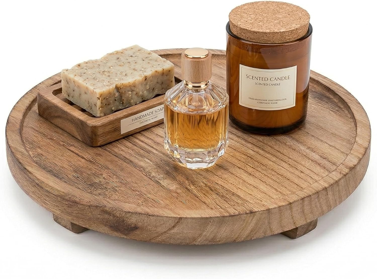 Plateau de comptoir de salle de bain en bois, organisateur de vanité décoratif pour parfum, soin de la peau, cuisine et décoration de commode
