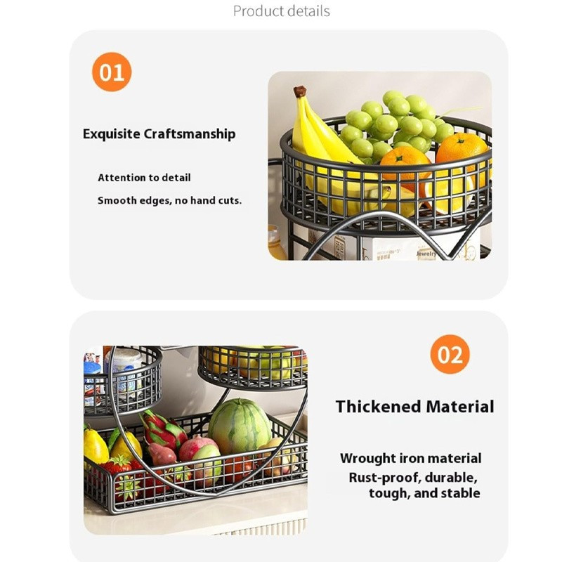 Heart Shaped 3 Tier Fruit Basket Metal Countertop Stand For Vegetables Bread