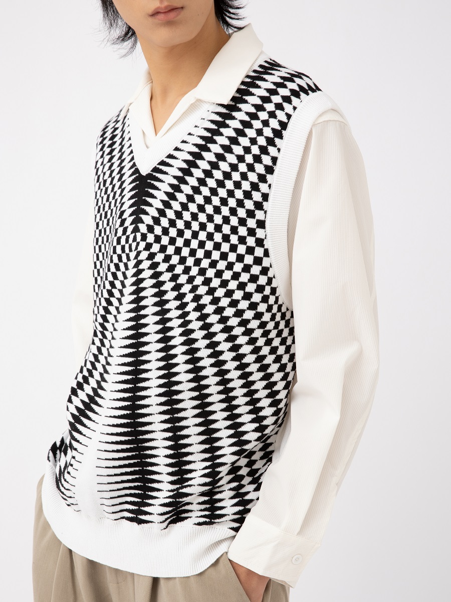 Fashion Brand Japanese Retro V-neck Sweater Vest Abstract