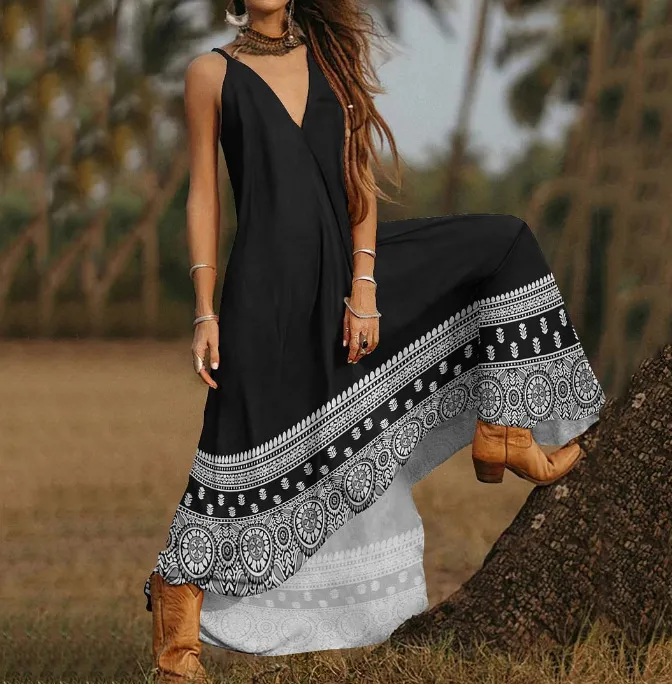 Holiday Girl Dress Fashion Print - Black