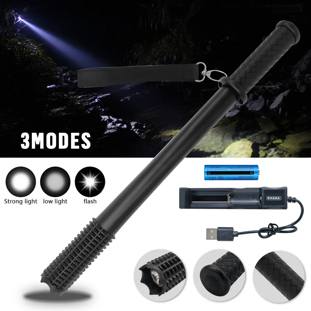 LED Flashlight Rechargeable Torch Spotlight Emergency Security
