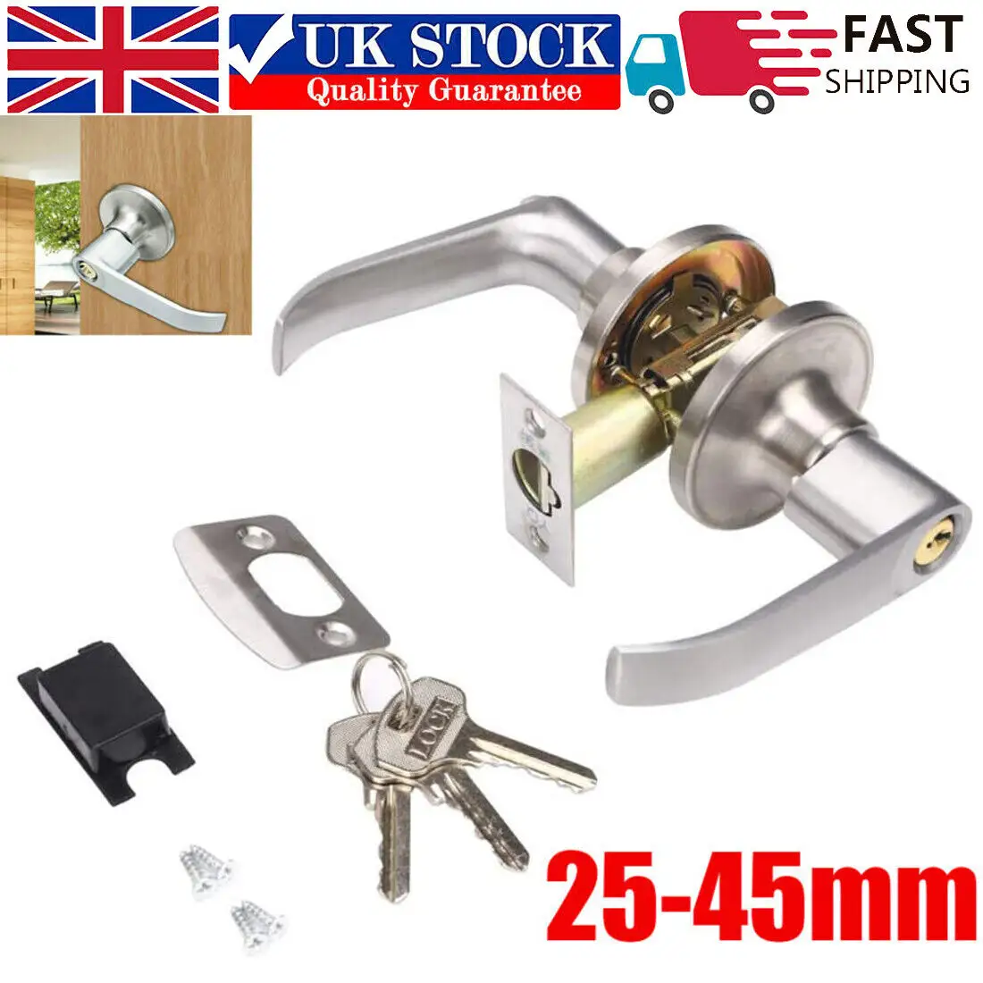 Home Entry Lever Three-Handle Door Lock Set