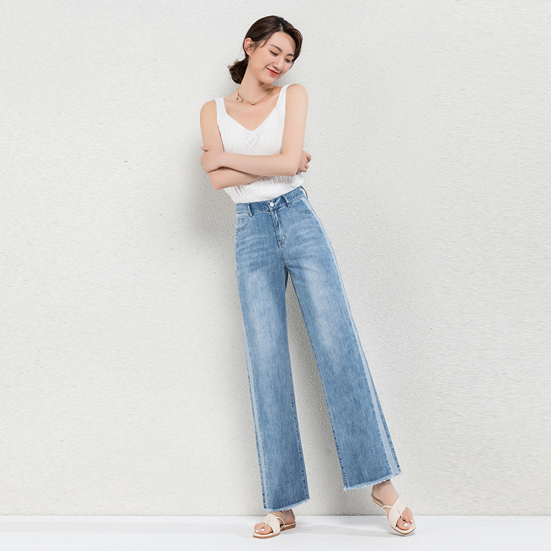 Title 2, Denim Wide-leg Pants High-waisted Drape Straigh...