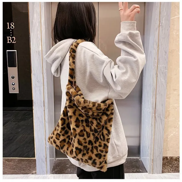 One shoulder Tote Bag Plush Carry Leopard - Shop at LoveMi