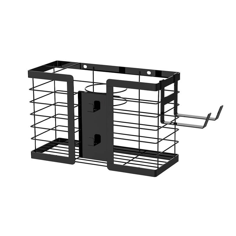 3-in-1 Wall Mounted Hair Tool Organizer Rust-Proof Steel Hair Dryer Holder With Heat-Resistant Storage For Straighteners, Brushes & Accessories