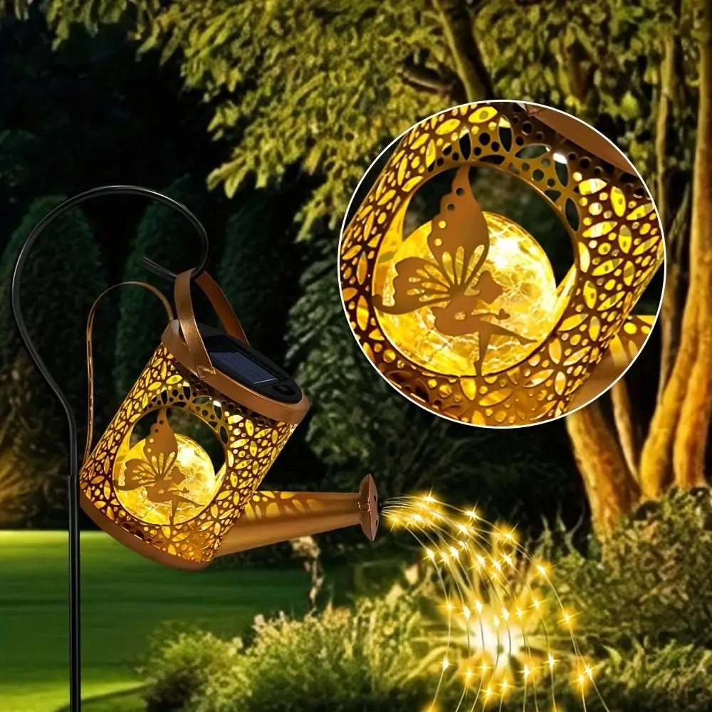 Solar Garden Lights Outdoor Decoration, Metal Solar Watering Can Lights Outdoor Waterproof, Small Patio Light Yard Lawn Pathway Decor, Gardening Gifts Solar Lan