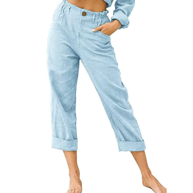Women's Joggers Pants Fashion High Waist Casual Pants With Pockets Sky Blue - Shop at LoveMi