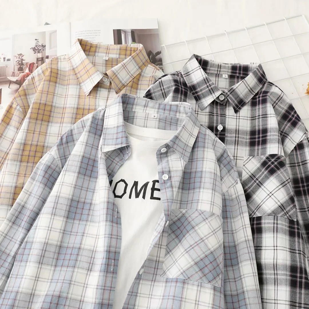 Title 4, Literary Retro Plaid Shirt Women