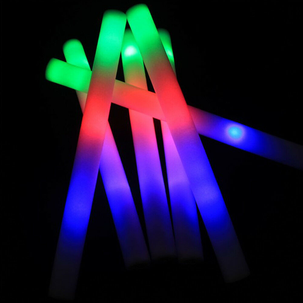 LED Foam Sticks Flashing MultiColor Glow In Dark White Batons Light Concert 9