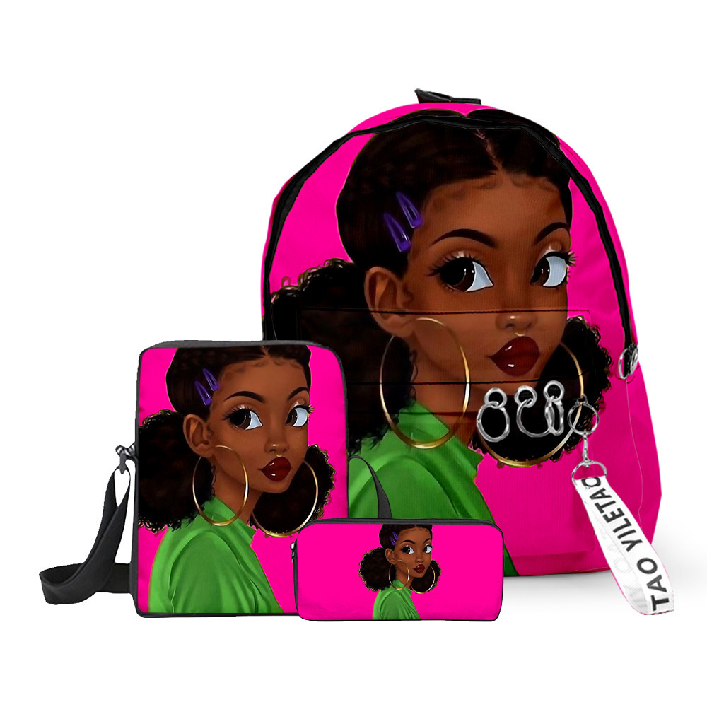 Title 6, Fashion Print Girl Backpack Pen Bag Messenger T...