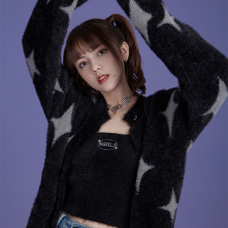 Milk Cool Silver And Black Star Mink Velvet Sling Jacket