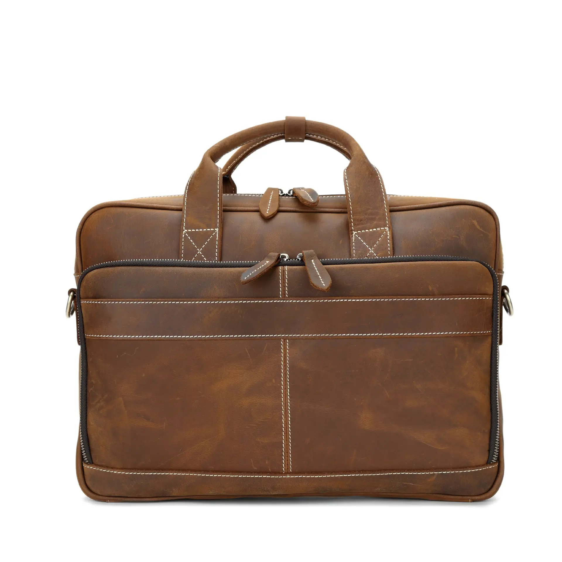 Horse Leather Men's Shoulder Bag Laptop Briefcase