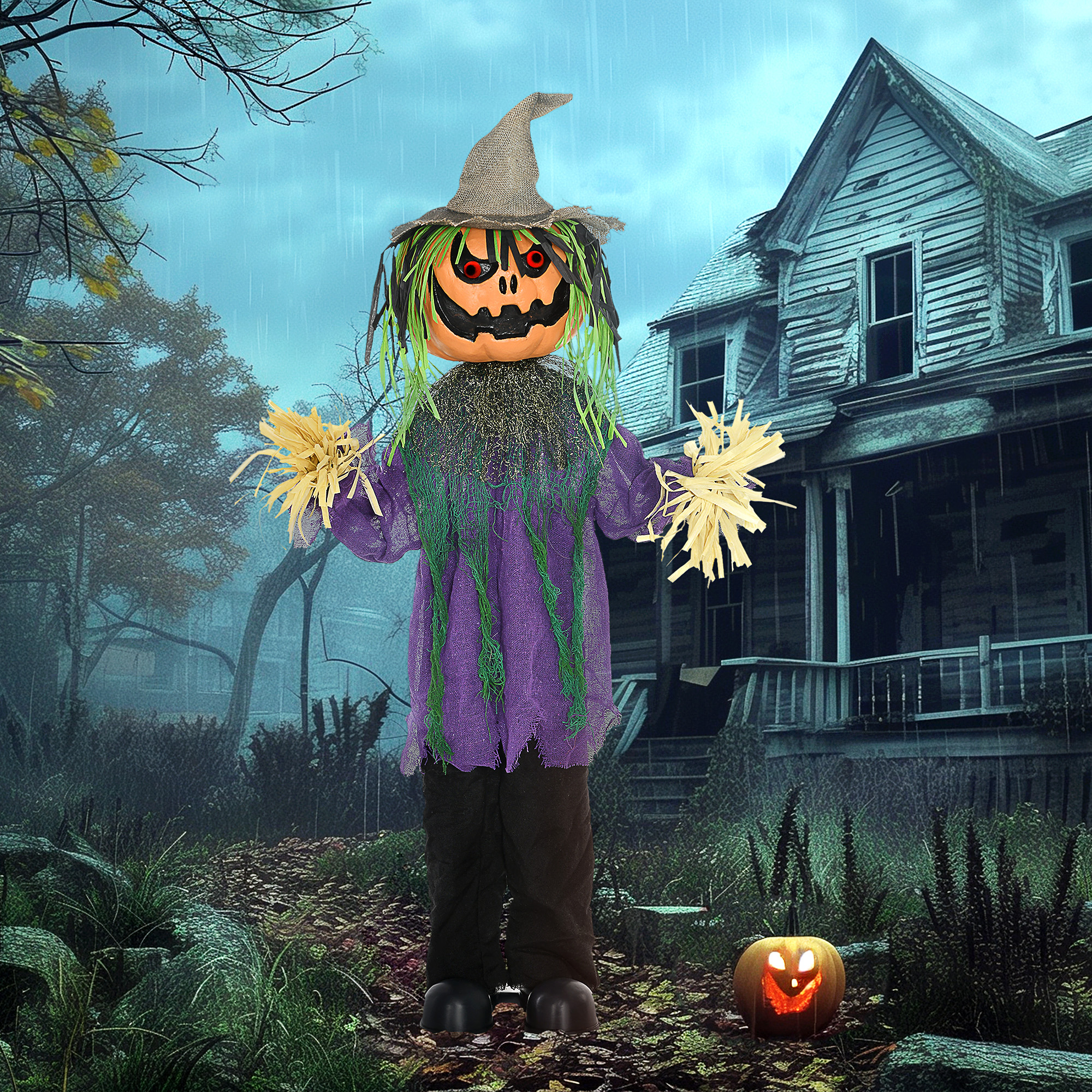 Pumpkin Scarecrow Halloween Electronic Animation Doll No. 36, With Glowing Eyes — image 8