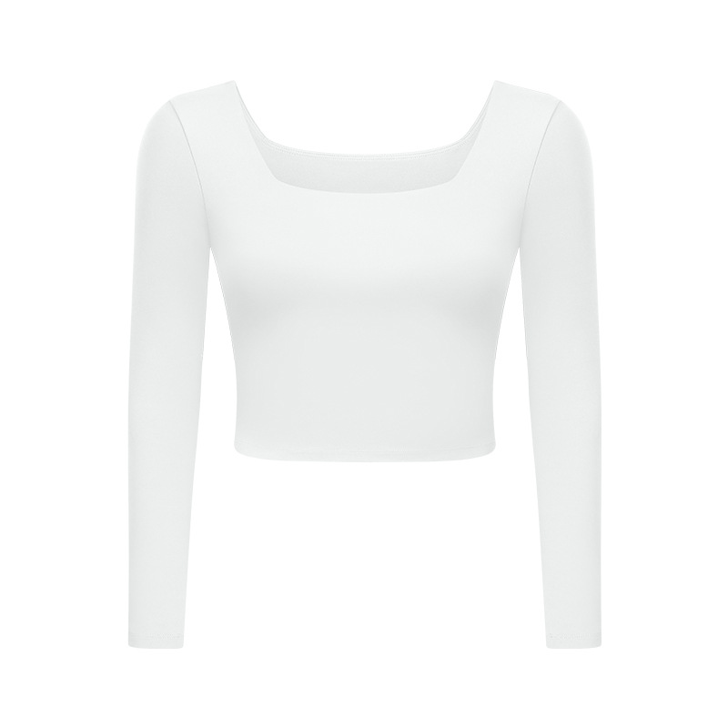 With Chest Pad Square Neck Sports Long Sleeve Women's Fashion Show Navel