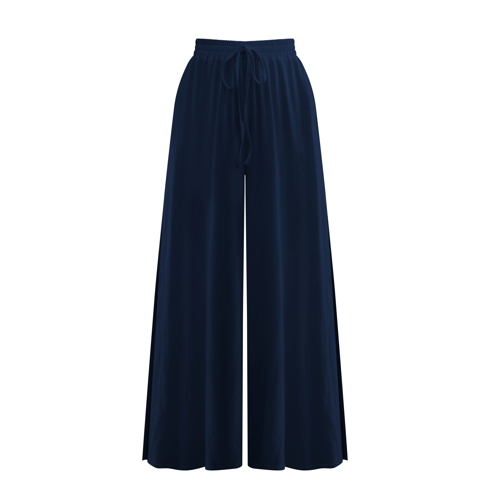 Women's Loose Fashion Drawstring Slit Casual Wide Leg Pants Navy - Shop at LoveMi