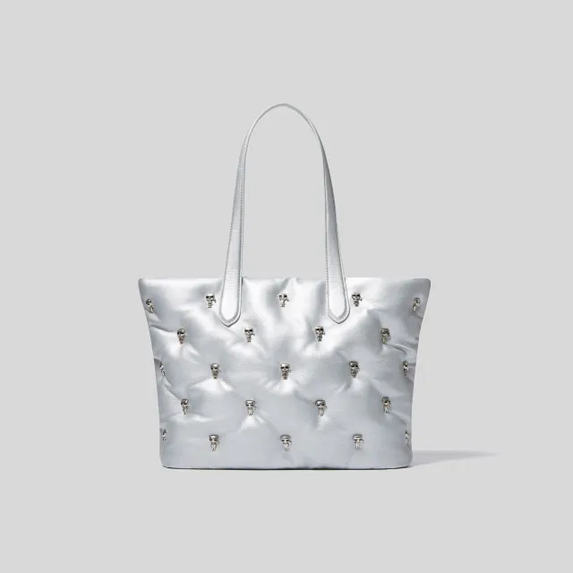 Feather And Soft Leather Women's Fashion Padded Air Cushion Handbag Silver - Shop at LoveMi