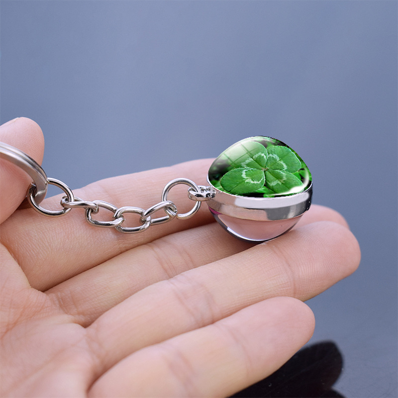 Title 3, Glass Ball Double-sided Keychain Crystal Jewelr...