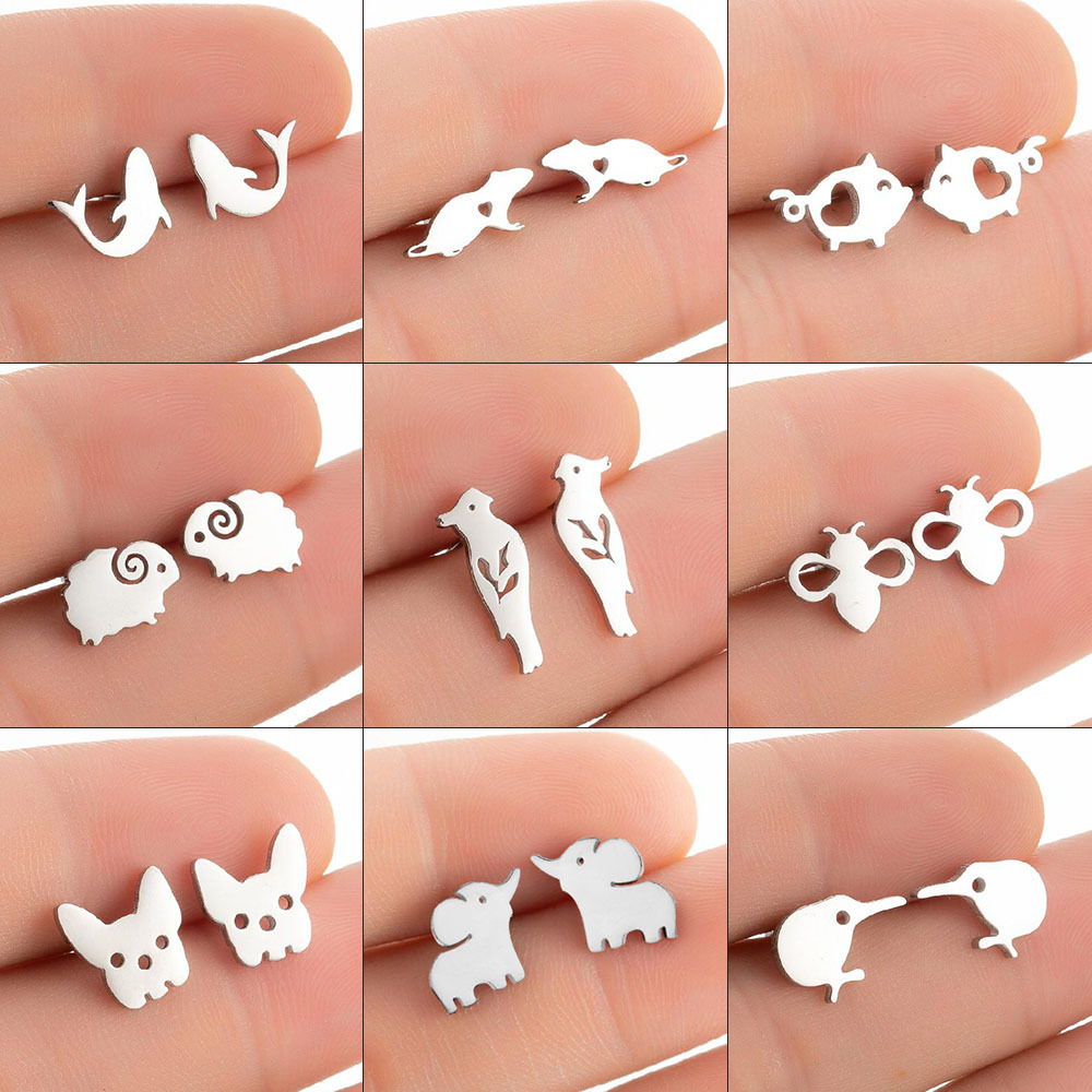 Simple Animal Earrings Bee Dolphin Earrings Plating Korean Style Earrings
