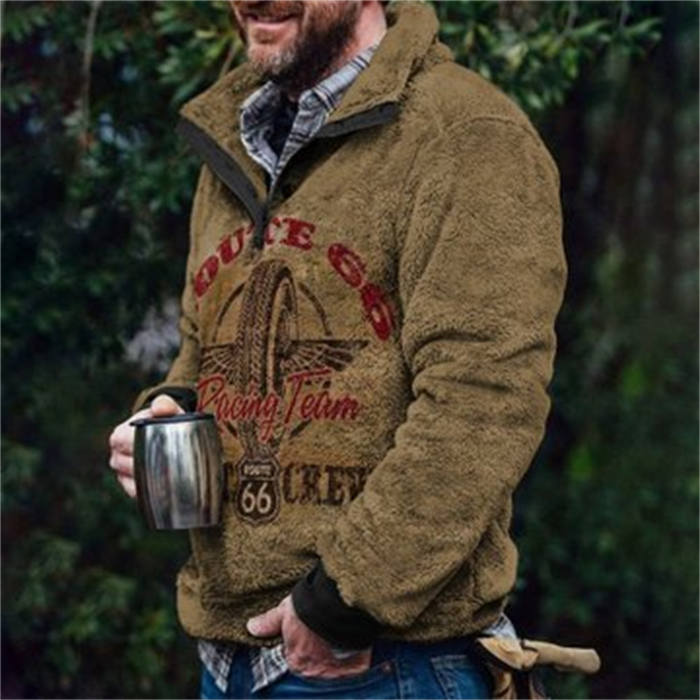 Autumn And Winter Casual Button Pocket Flannel Plush Men's Sweater
