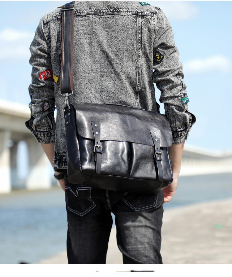 Men's First Layer Cowhide Briefcase Leather Handbag — foto 6