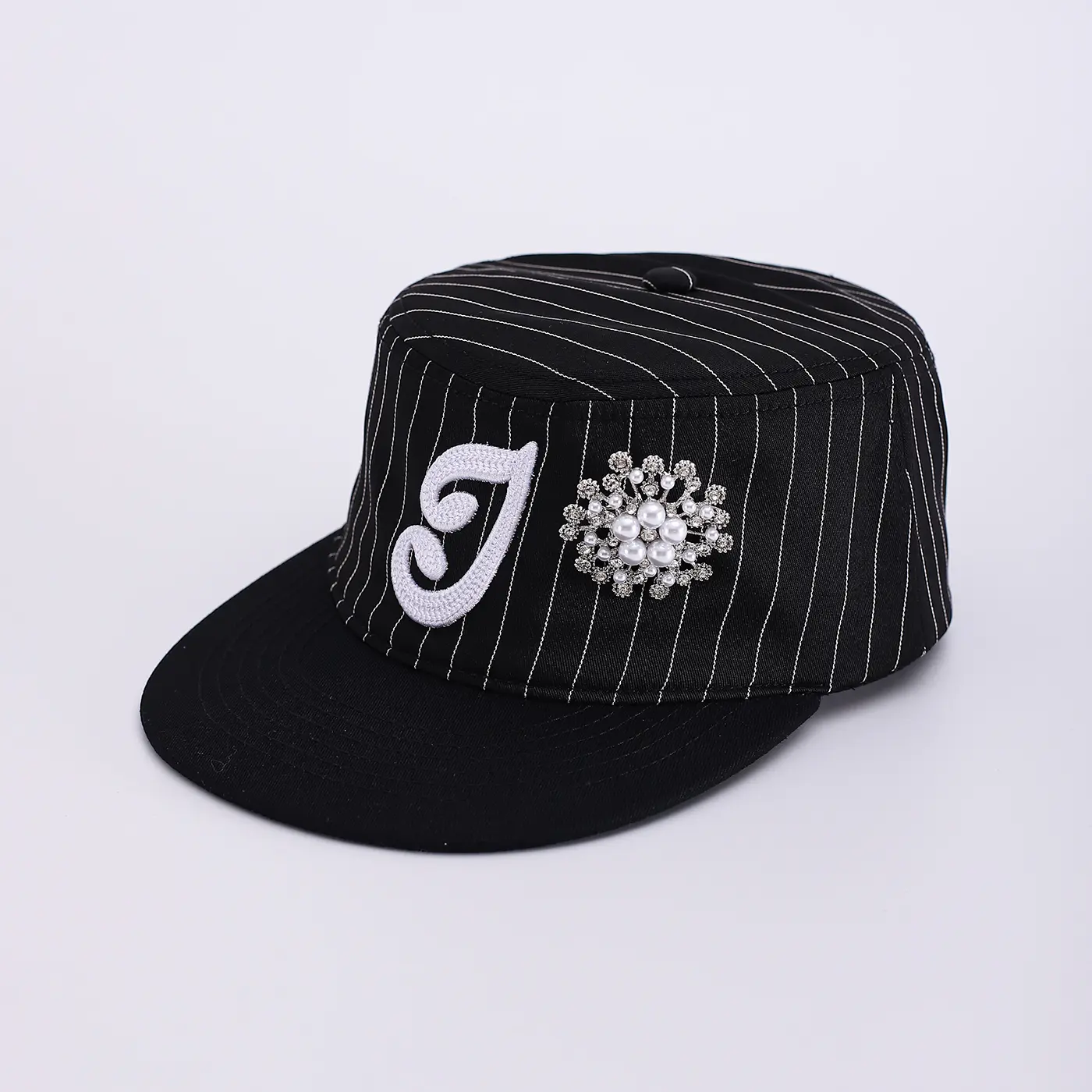 Summer Men's And Women's Striped Embroidered Logo Adjustable Fashion Casual Style Flat-top Baseball Cap Suitable For Outdoor Outings, Daily Commutes And Outings