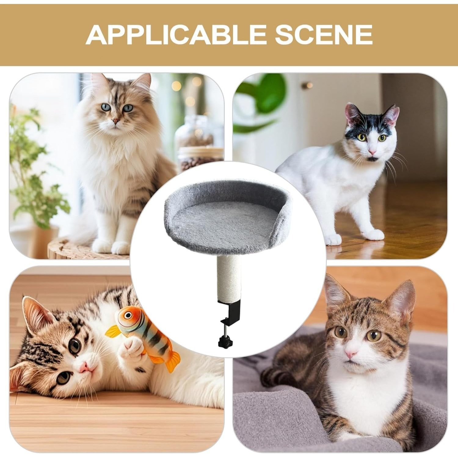 Cat Climbing Structure With Suspended Nest Table Clamp Adjustable Height — image 4