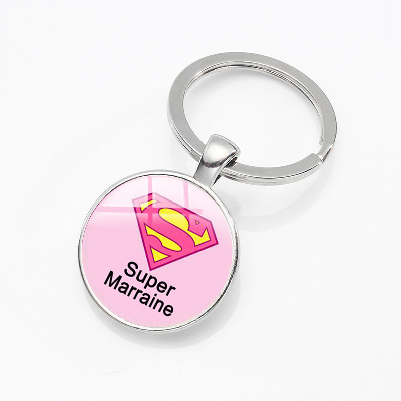 Cute Super Marraine Maman Mamie Nounou Tata Soeur Maitresse Glass Dome Keychain