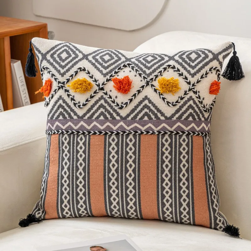 Ethnic Style Pillow Cover Living Room Sofa Tufted Pillow Personality Afternoon Nap Pillow - Golden Coastline