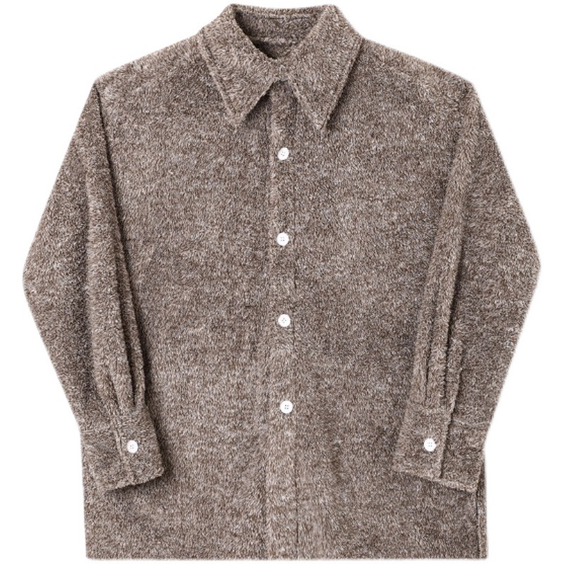 Men's Fashion Lapel Loose Chenille Plush Shirt Jacket