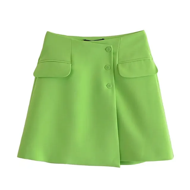 Spring New Striped Stretch Top Pocket Mini Skirt Green Skirt - Shop at LoveMi