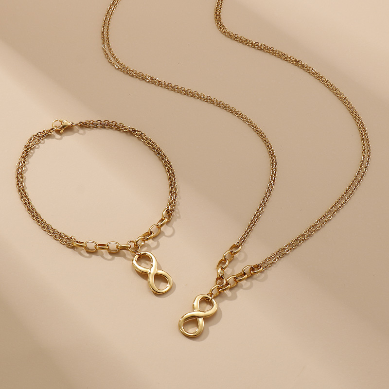 Fashion Clavicle Chain Double Necklace Geometric Shape