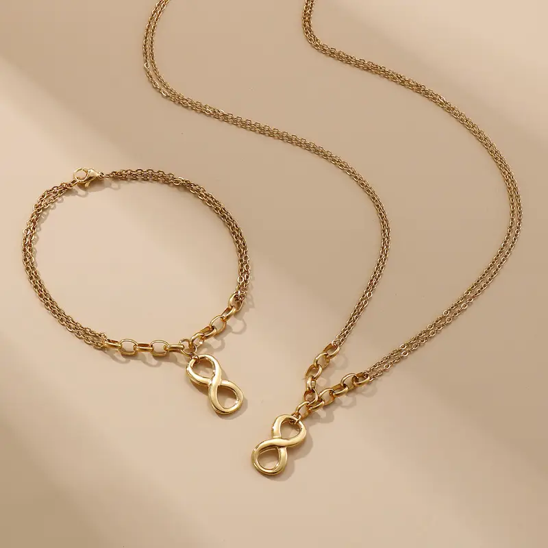 Fashion Clavicle Chain Double Necklace Geometric Shape