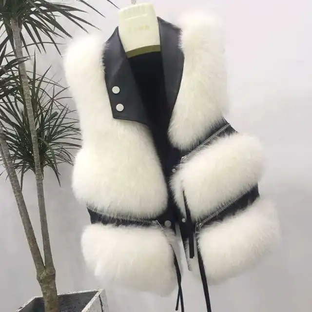 Women's Leather Vest Jacket Winter New Korean Version White - Shop at LoveMi