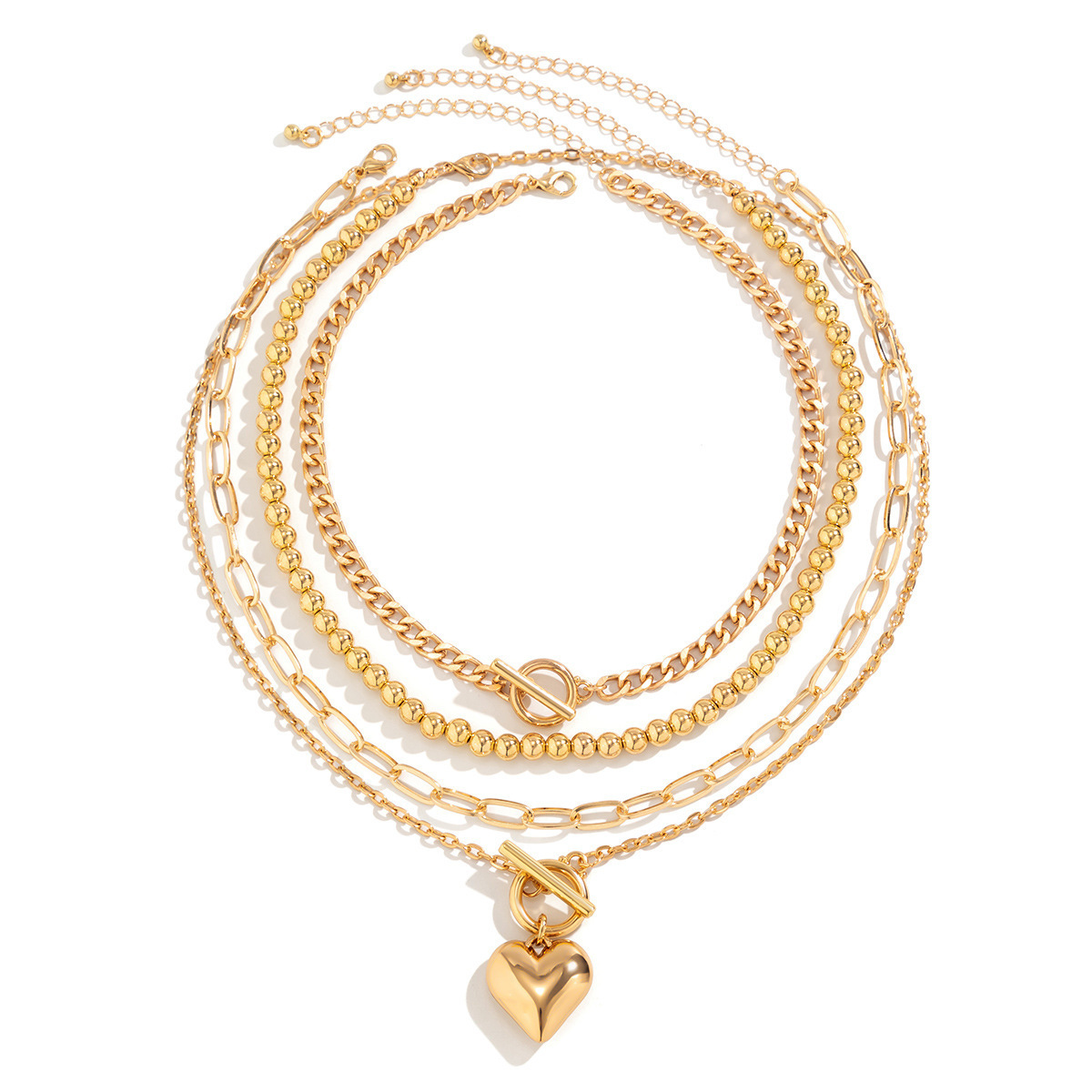 Ladies' Versatile Geometric OT Buckle Short Heart-shaped Necklace