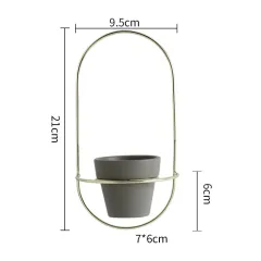 Living Room Indoor Succulent Ornaments Ins Decoration - Grey Basin With Gold Frame - View 1