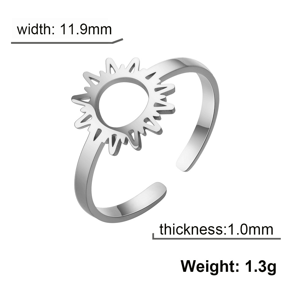 Title 2, Sunflower Fashion Personality Titanium Steel Ri...