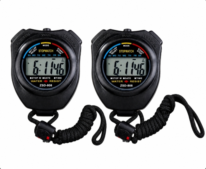 2PCS SET Digital Stopwatch Sports Counter Chronograph Date Timer Odometer Watch 3