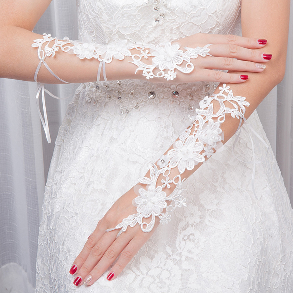 Title 3, New Wedding Bride Wedding Fingerless Gloves Sho...