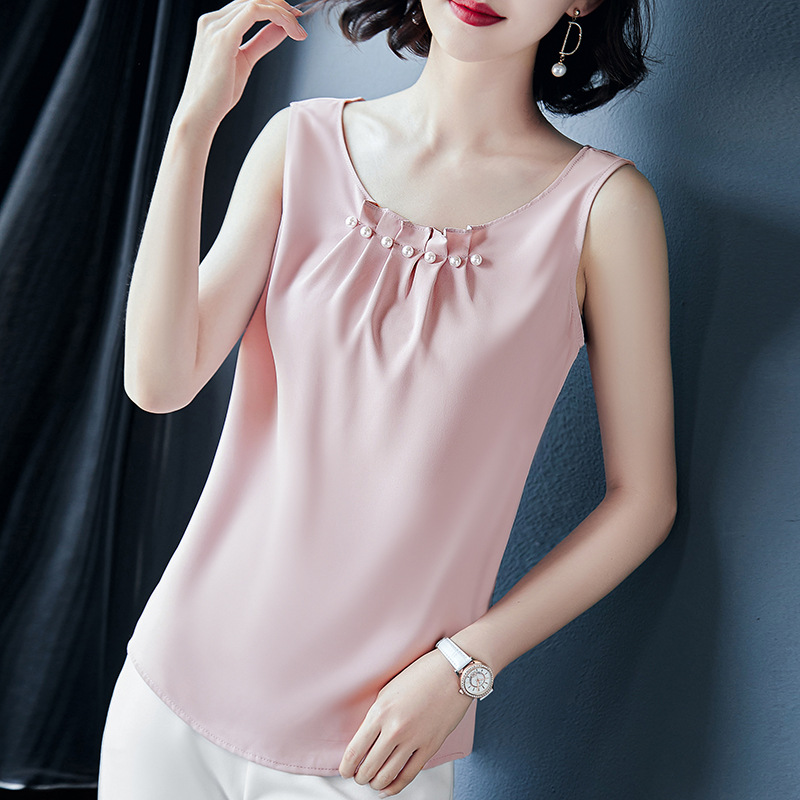 Loose Chiffon Beaded Vest Women's Outer Wear Sleeveless Bottoming Top