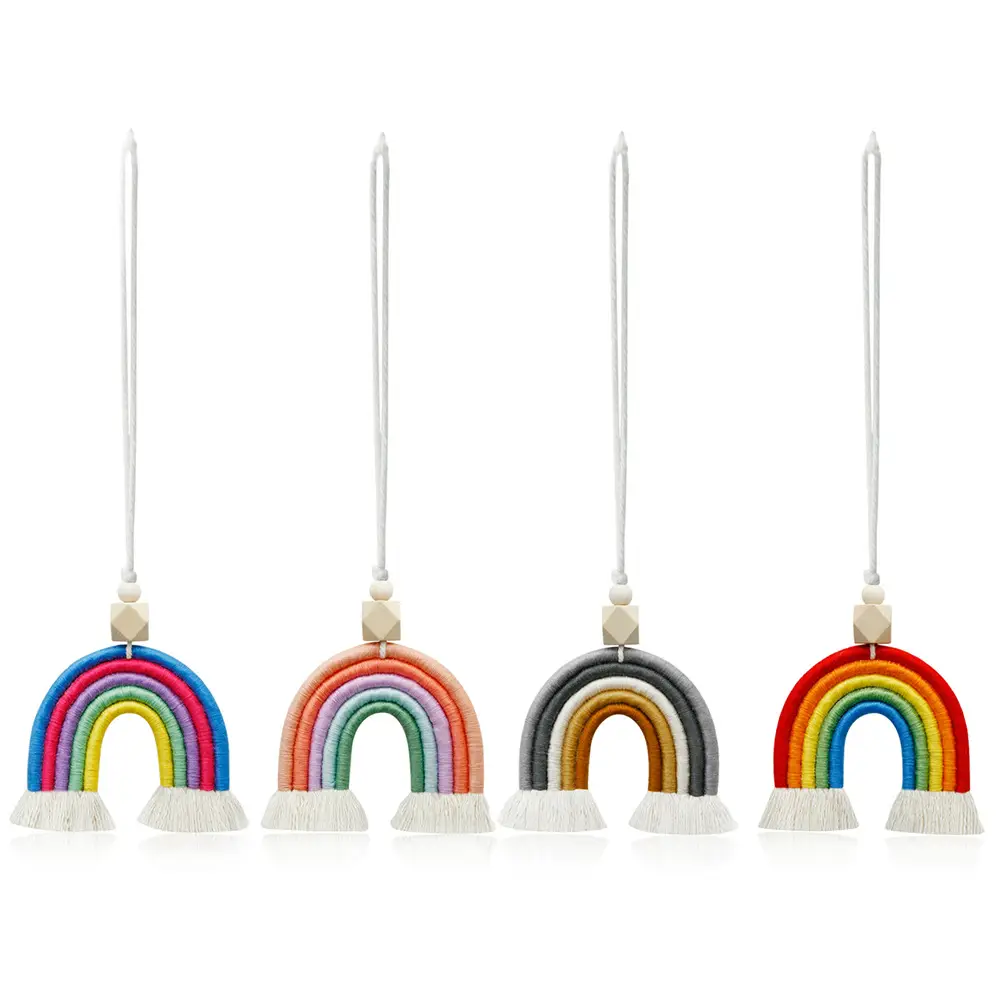 Vintage Bohemian Handwoven Rainbow Car Pendant